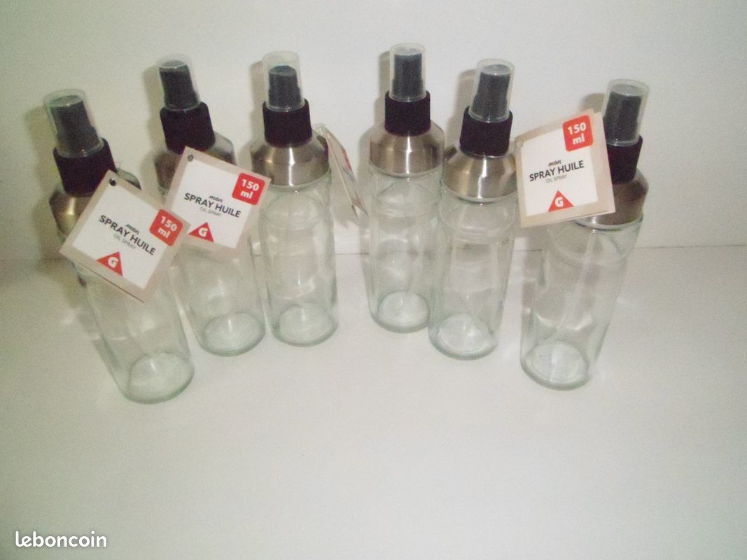 N°136- Lot de 6 flacons pompe neufs étiquetés en verres 150ml (image 1)