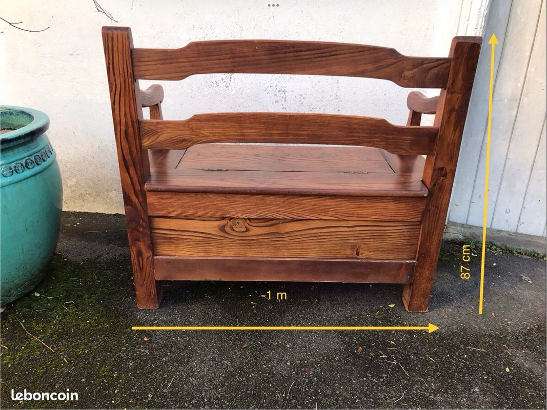 Banc coffre châtaignier massif (image 4)