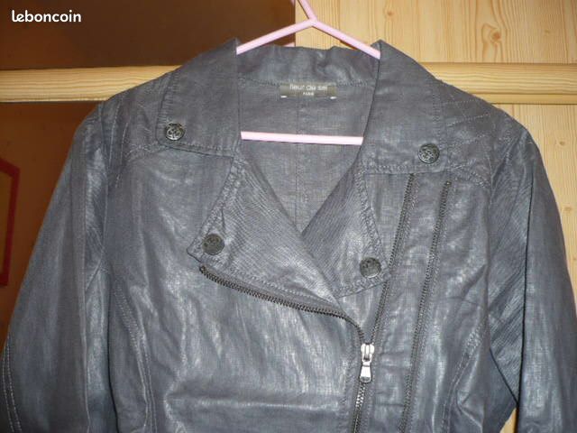 Veste lin grise forme perfecto FLEUR DE SEL T38 neuve (image 2)