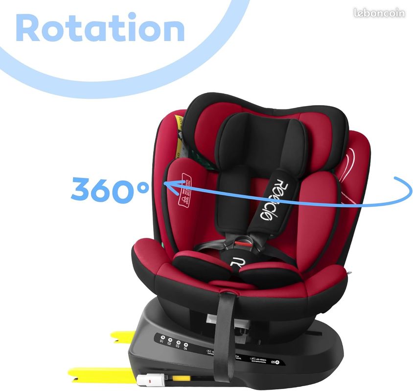 Siege auto NEUF Reecle i-Size Siège Auto 360 Pivotant ISOFIX 40-150 cm, de la naissance à 12 ans (0-36 kg), ECE R129 (Rouge) (image 5)