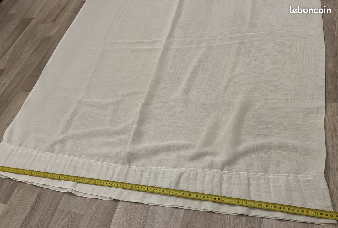 1 VOILAGE TISSU FIN BLANC UNI + MOTIFS FLEURS PARTIE HAUTE 263x232CMS (image 3)