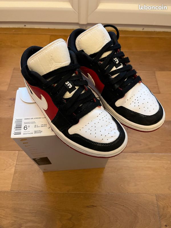 Chaussures Nike Jordan Rouge Et Blanche Basse White Black