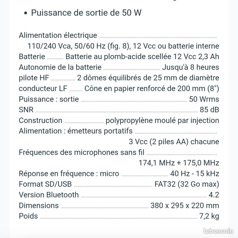 Sono portable QTX Bluetooth + 2 micros sans fil + housse (image 6)