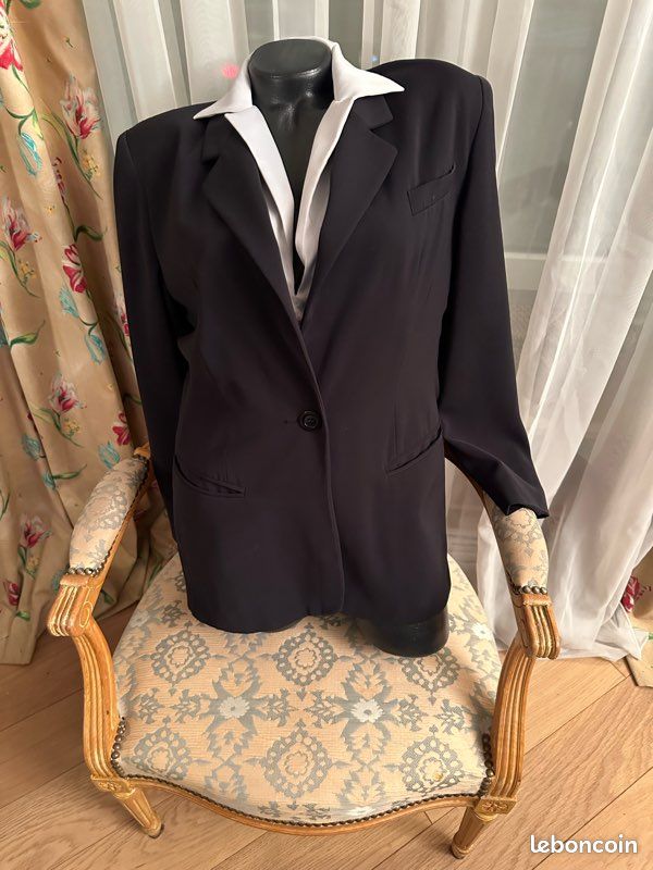 Blazer Noir H&M Taille 42 Femme - Occasion Très Bon état, Polyester-viscose