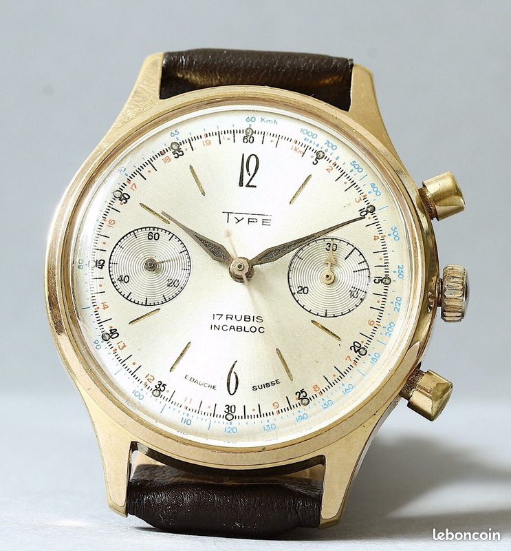 Très jolie montre mécanique Chronographe TYPE - Mécanisme Venus 188 - NOS (image 3)