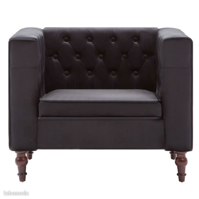 Fauteuil noir velours (image 2)