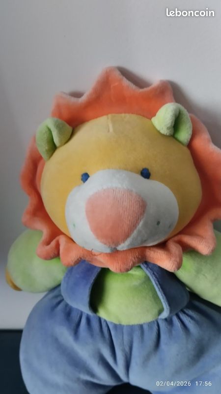 Doudou Peluche Lion Auchan Luckson – Vintage, Années 90, Couleurs Vives