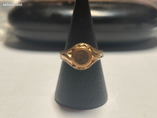 Bague Ancienne En Plaqué Or - Taille 54, Anneau Simple, Occasion Poinçonné