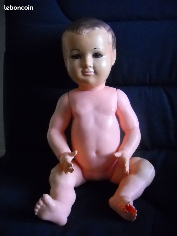 Poupon Petitcolin 56 Cm Celluloïd Yeux Bleus - France Années 1930
