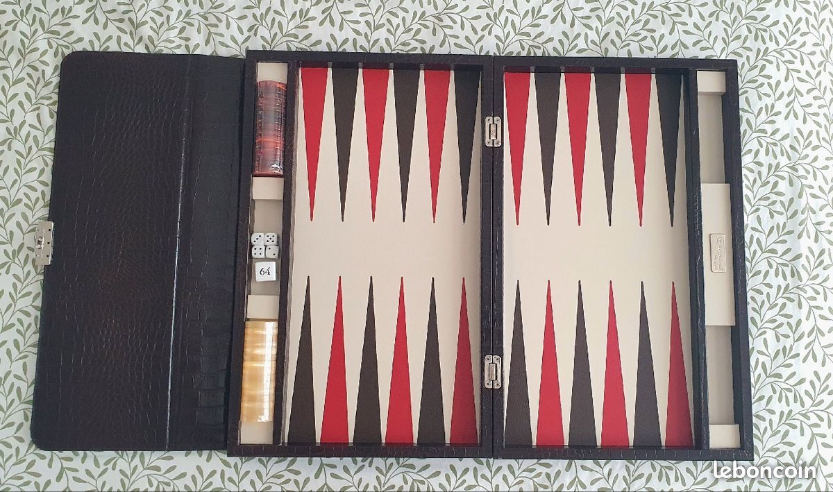 Backgammon Cuir véritable GM - Rouge - Renzo Romagnoli - Le Triomphe