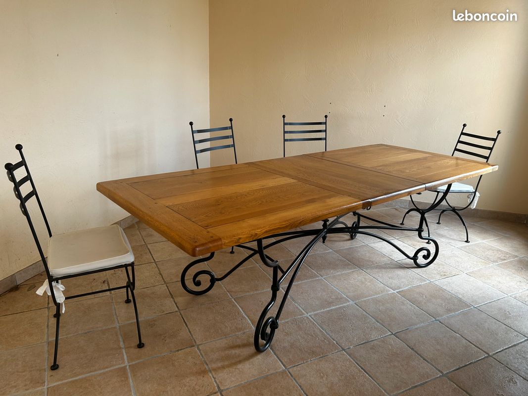 Table salle à manger chêne massif 2M(extensible 2,5M) + 6 chaises (image 9)