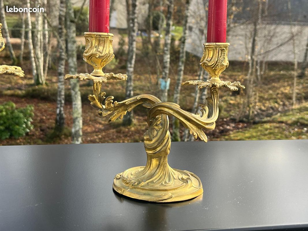 Bougeoir à main à tête de chimère style baroque - Décoration
