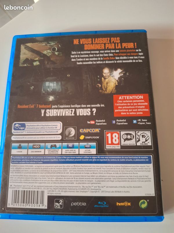 Jeu PS4 Résident Evil biohazard (image 2)