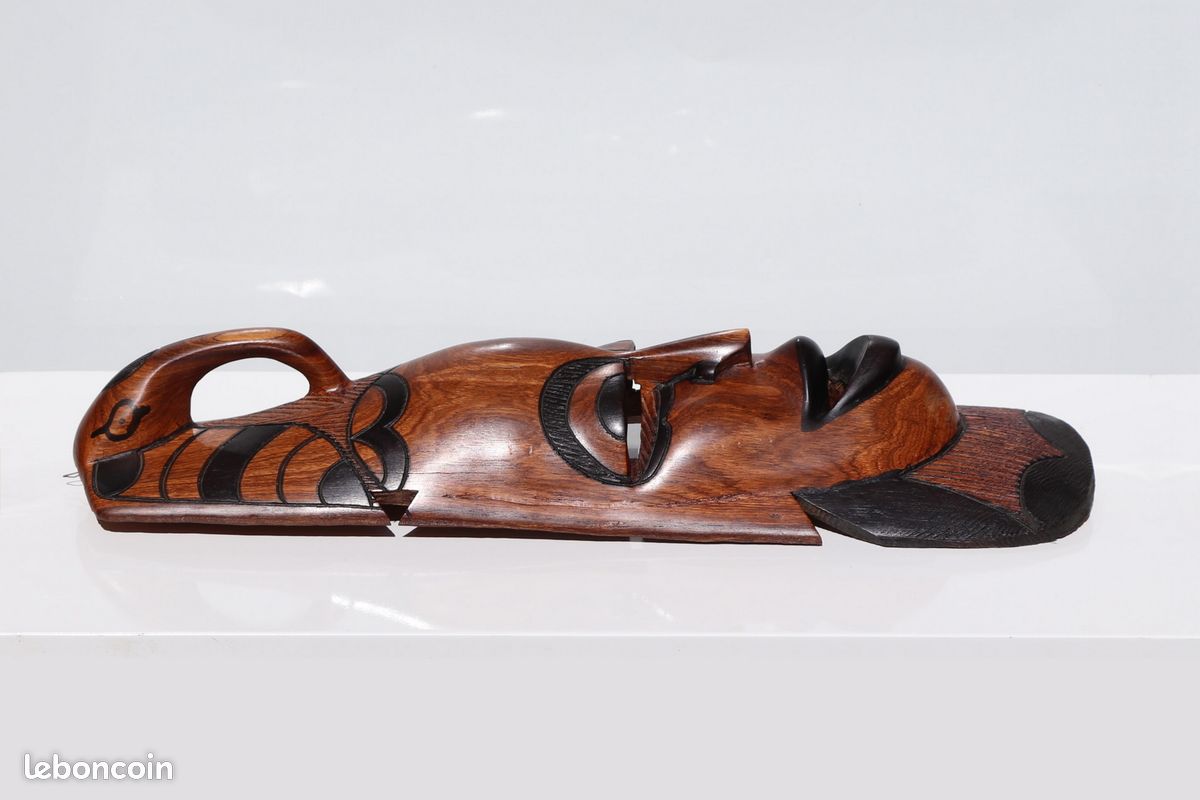 Masque africain en bois éléphant (ébène) P60-G1275 (image 4)