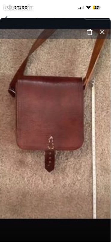 Mini sac sacoche léopard kaki & cuir camel | Maison baluchon