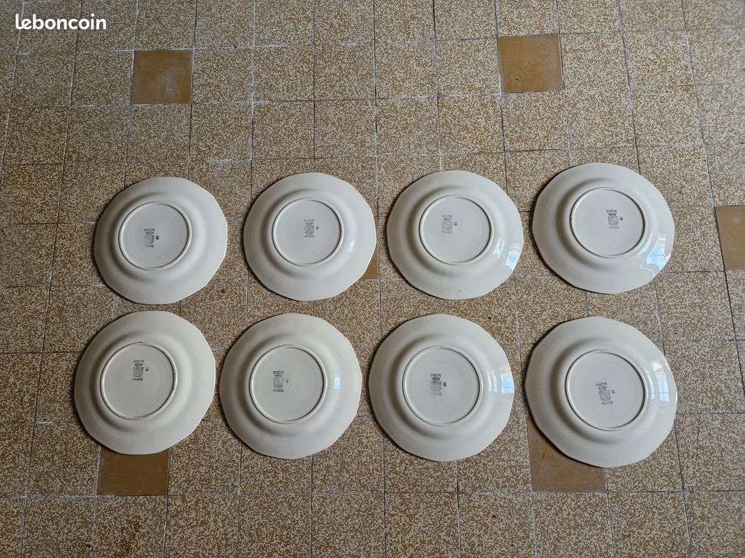 Lot de 12 assiettes à dessert rose bleue Digoin/Sarreguemines (image 4)