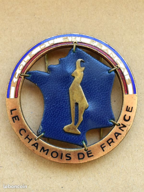 Broche Insigne Alpinisme Skis Et Piolet - Blason De Savoie émaillé - Métal Doré - Occasion