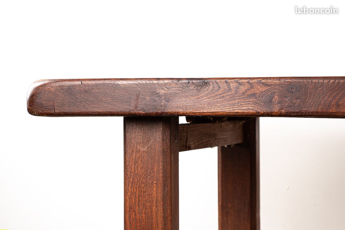 Grande table à manger brutaliste en Orme massif esprit Olavi Hanninen 1960 (image 4)