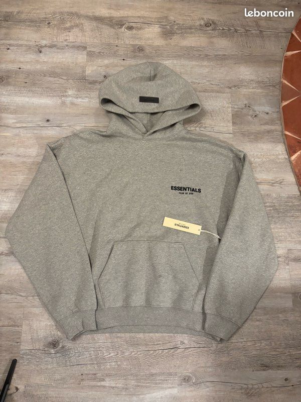 Sweat à capuche gris logo noir Essentials Fear of God taille M neuf avec étiquettes (image 1)