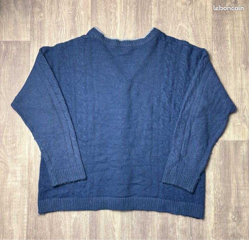 Cardigan Gilet Femme Lacoste Bleu Vintage Taille XL Logo Brodé (image 5)