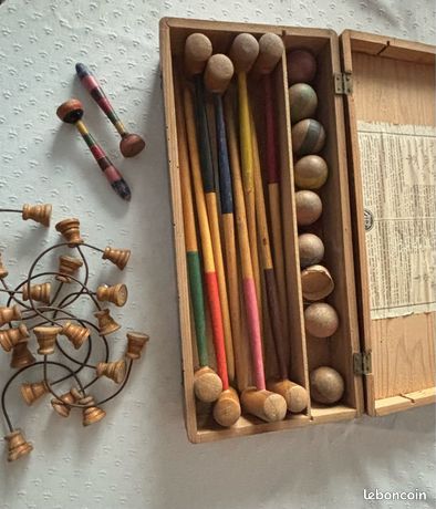 Ancien jeu de croquet de salon en bois le croquet joli