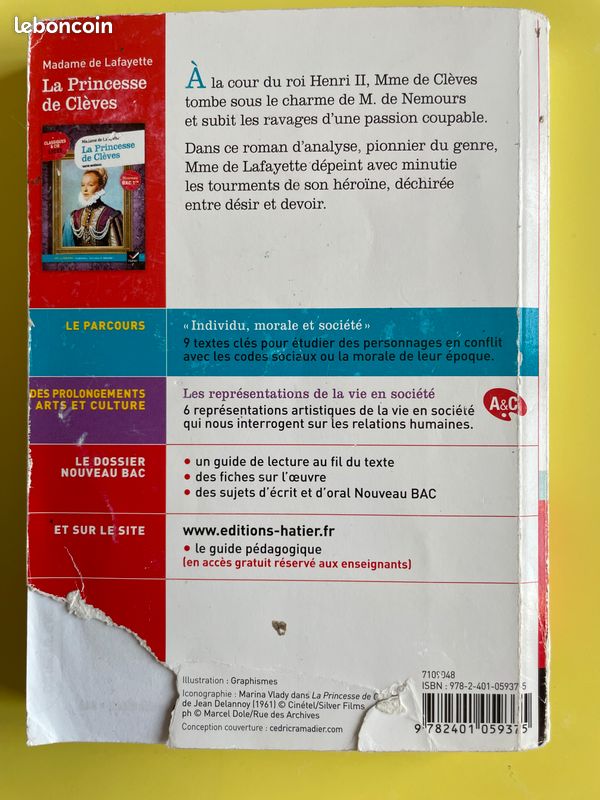 La Princesse de Clèves de Mme de Lafayette avec dossier bac (image 6)
