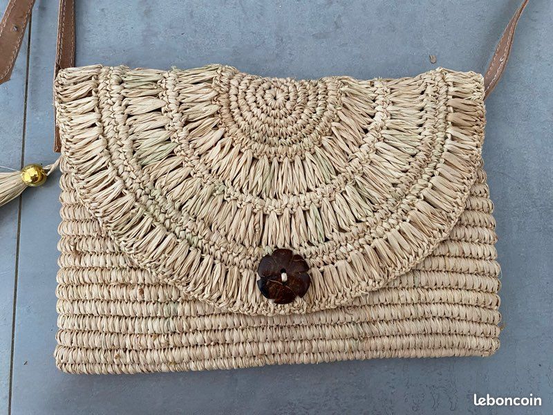 Joli sac / pochette en raphia artisanat malgache neuf (image 7)