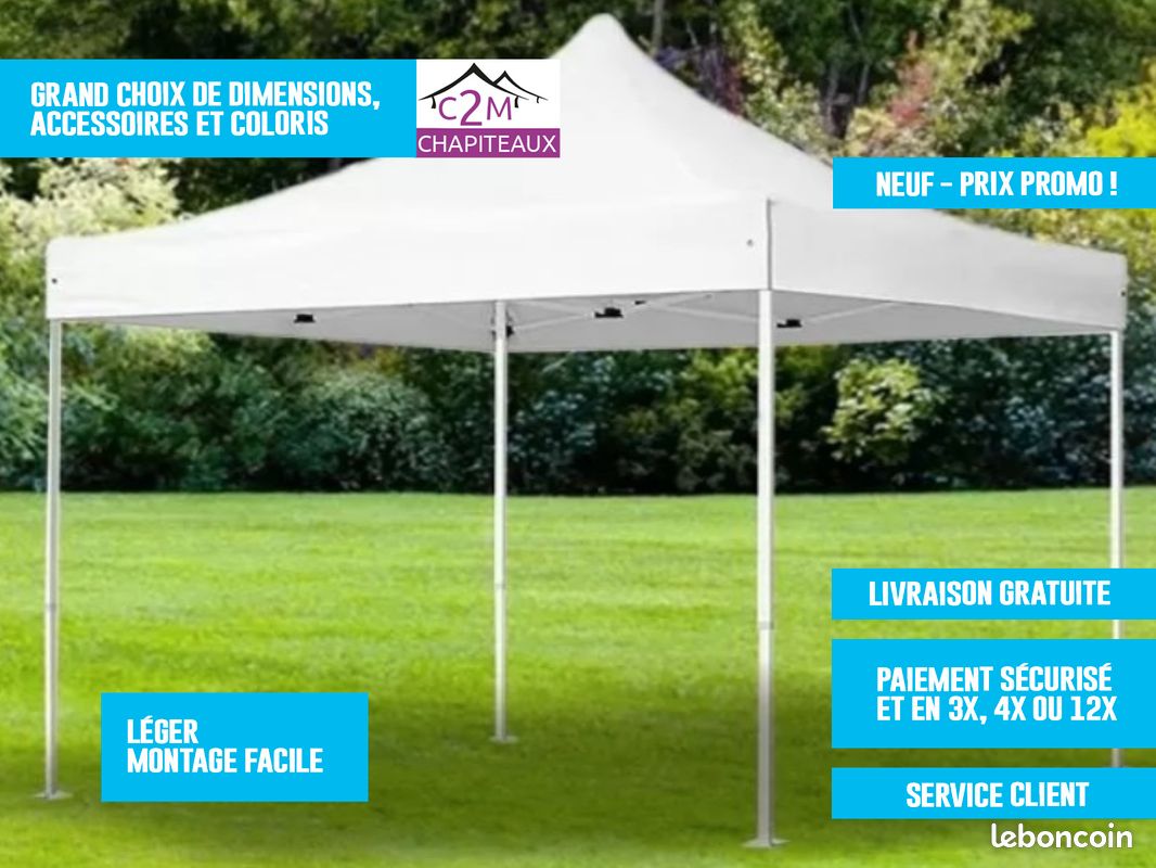Tente Neuve Pliante Barnum Tonnelle Acier - Livraison Rapide - (image 1)