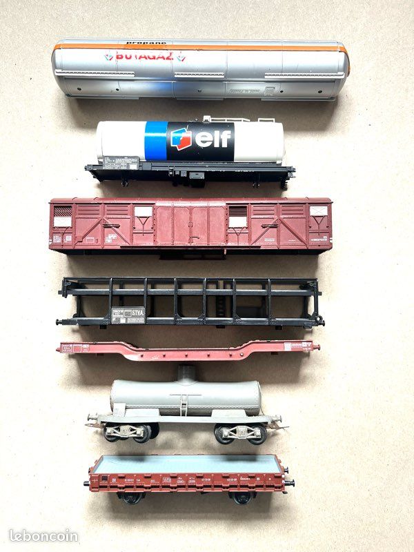 Lot De 7 Wagons Marchandises HO Jouef SNCF - UNICOPA, ARBEL, AGFA, Ciment - Boîtes Incluses