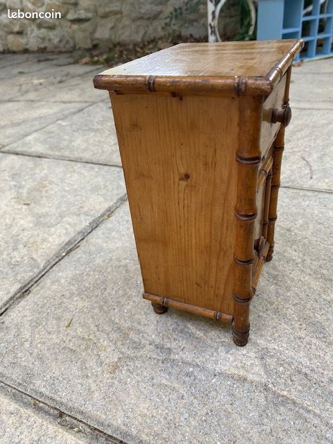 Petit Chevet De Poupée Vintage En Bois Et Bambou, Jouet D’imitation