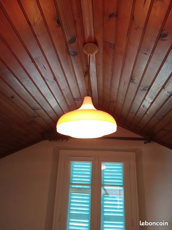 Lustre en plastique orange Vintage années 70 - Décoration