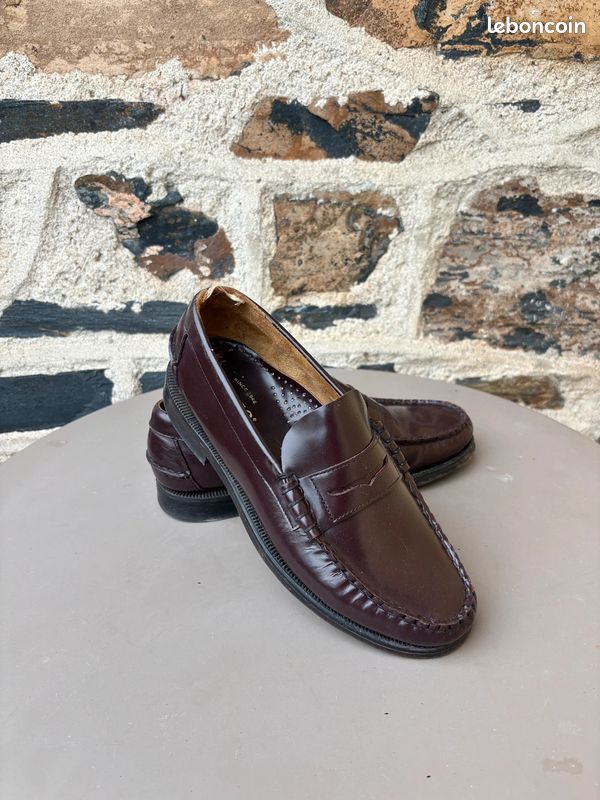 Mocassins Penny Loafers Sebago en Cuir marron / bordeaux | Taille 41 #SLCM395 (image 1)