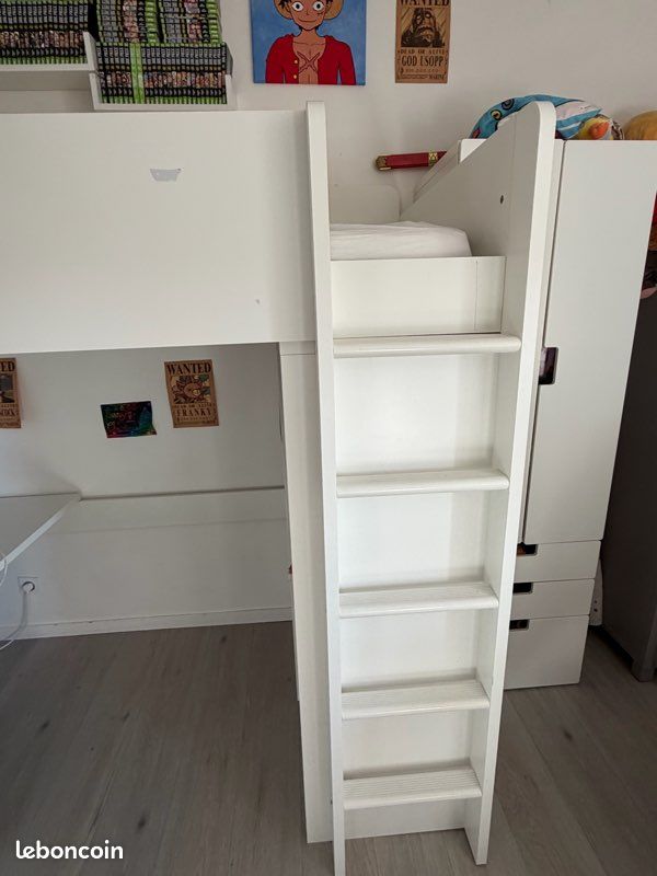 Lit mezzanine IKEA STUVA / SMÅSTAD complet + bureau + armoire + matelas (image 3)