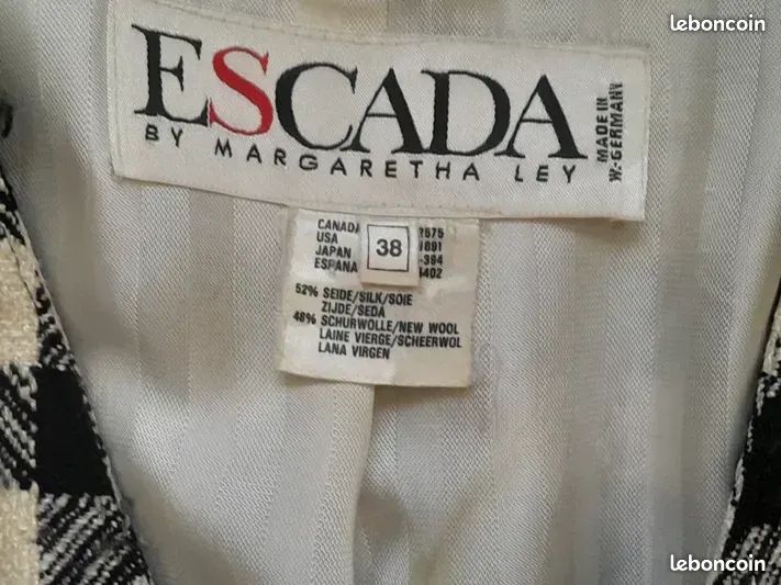 Veste En Laine Escada Margaretha Ley Vintage Années 90 - Taille 38 - Noir - Neuf Sans Étiquettes