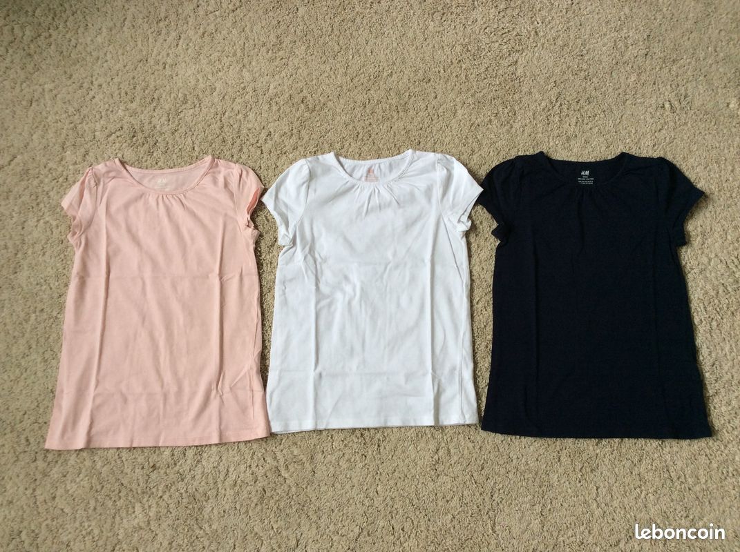 Lot de 3 tee-shirts fille H&M 8-10 ans (image 1)