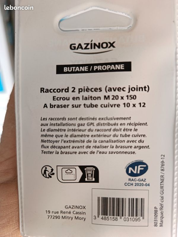 Raccords, coudes, détendeurs, lyre, flexibles gaz butane propane groupe sécurité chauffe eau (image 16)
