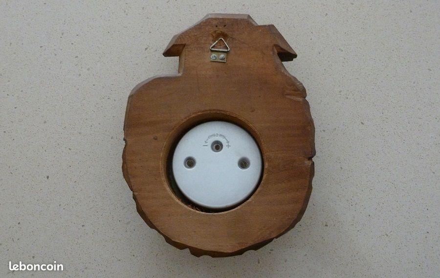 Baromètre Ancien Bois Sculpté Main – Chalet Montagne, Signé Cléal, France