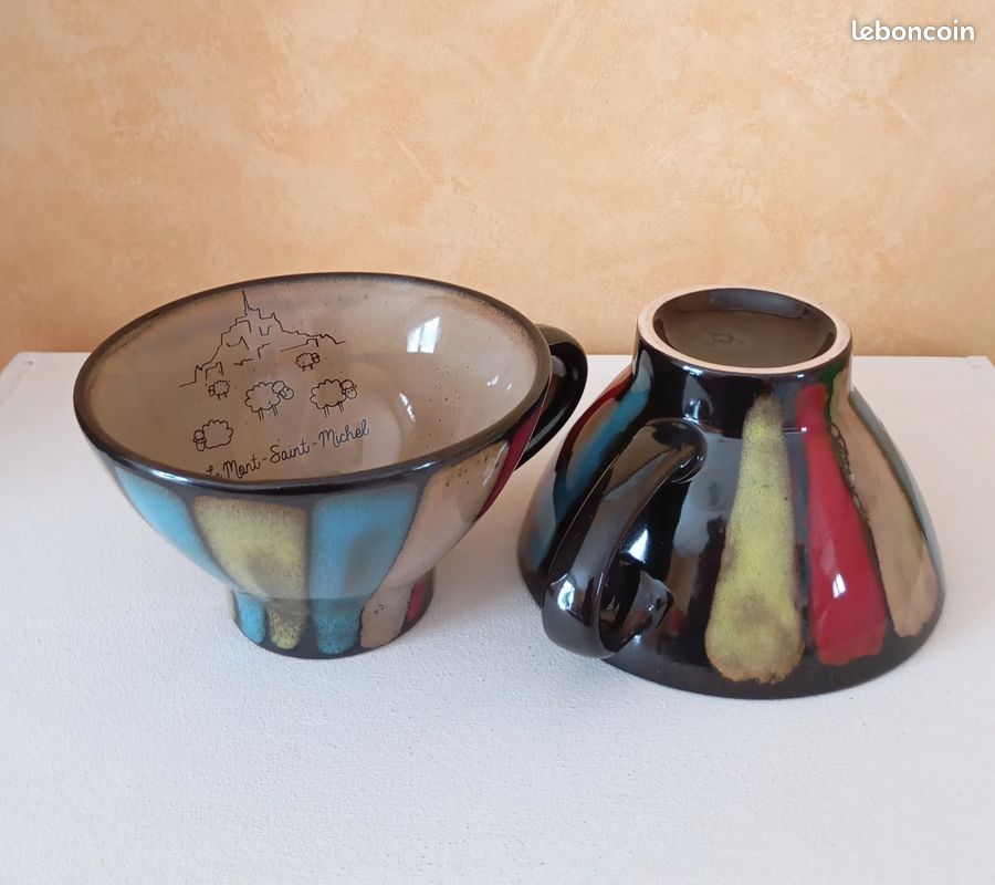 Lot De 2 Bols CHODZIEZ – Céramique Fleurie – Pologne – Très Bon état – Diam. 10,8 Cm