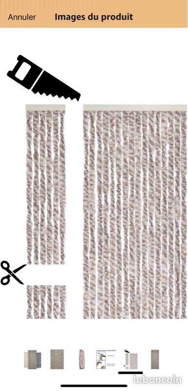 Rideau de Porte Chenille Ajustables, Anti-Insectes Taupe et Beige 90x210cm (image 2)