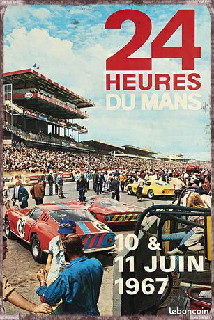 Plaque Acier Déco 30 X 20cm Voiture 24h du Mans 1966 - Décoration