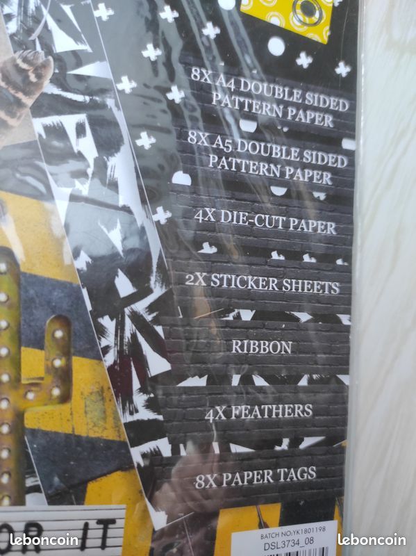 Set de scrapbooking motifs savane format A4, feuilles + ruban + plumes, NEUF emballé (image 8)