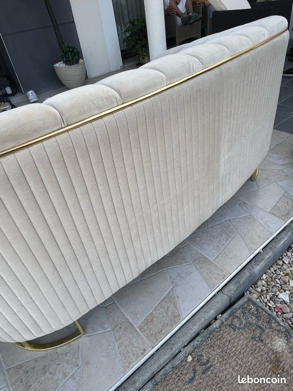 Canape beige velour (image 8)