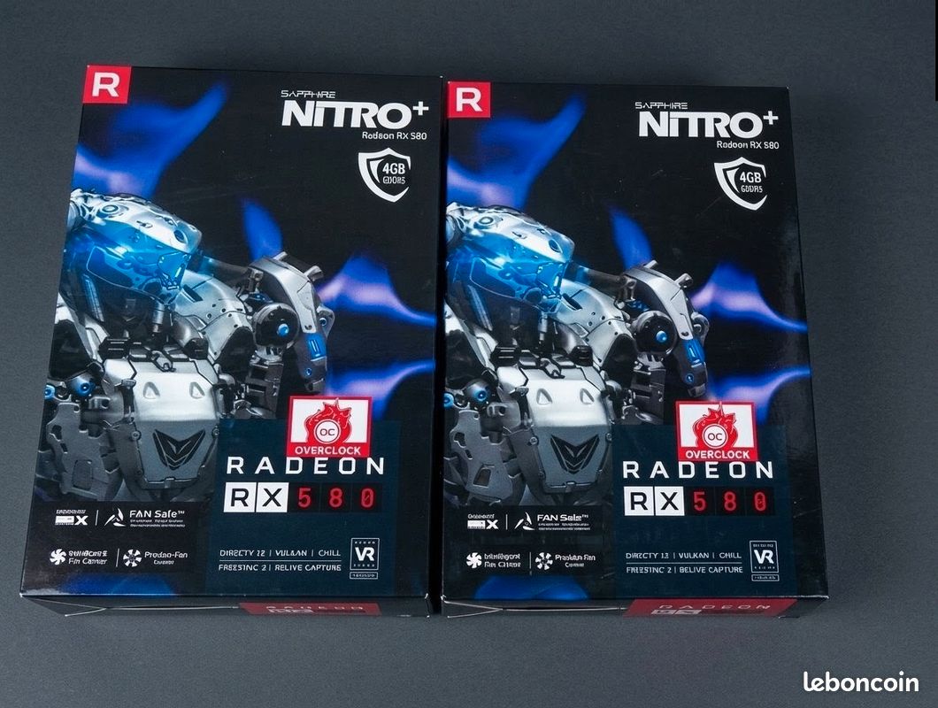 2 Cartes graphiques Sapphire NITRO+ Radeon RX 580 4GB GDDR5 (Overclock) (image 1)