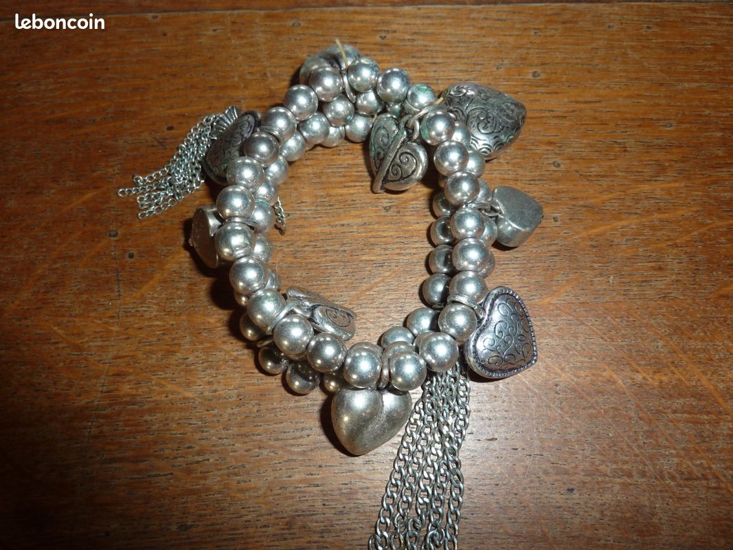 Bracelet 3 rangs argenté (image 1)