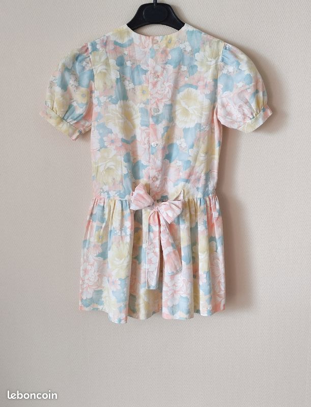 Adorable robe vintage fille manches courtes fleurie - Taille 5 ans (image 3)