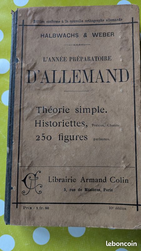 Ancien livre scolaire d'allemand 1908 (image 1)