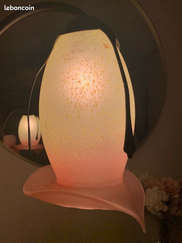 Lustre d’époque en bronze et pâte de verre (image 3)