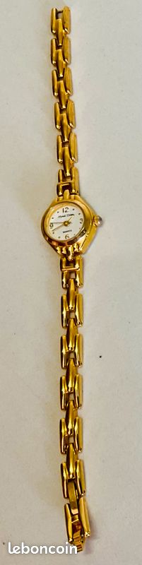 Montre Femme Fantaisie Michel Delaby - Cadran Blanc, Bracelet Doré Maille Croisée - Occasion (pile à Changer)