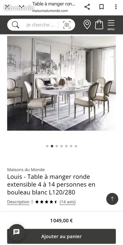 À vendre – Table ronde extensible LOUIS de Maisons du Monde, 4 à 12 personnes – 300 EUR (image 9)