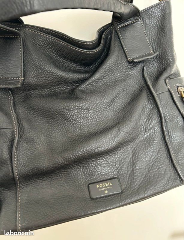 Sac à Main Cabas Fossil En Cuir Vintage - Marron, Porté épaule, Occasion Très Bon état